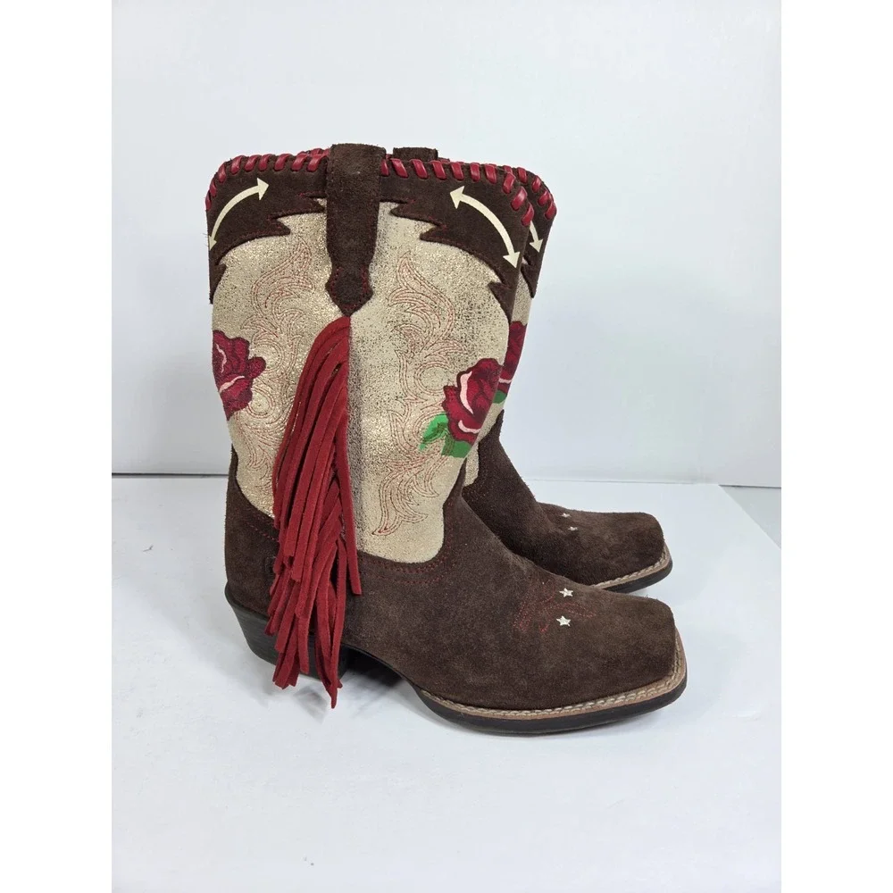 Ariat X Rodeo Quincy Futurity Western Boots  Girls Sz 3.5 / Women 5 Rose Print